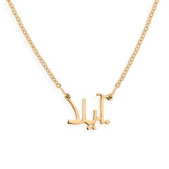 SI/H Diamond Arabic Custom Name Charm Pendant Necklace 18 Karat Yellow Gold