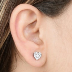 SI/H Diamond Cluster Dainty Heart Shape Stud Earrings 10 Karat White Gold