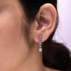 SI/H Diamond Cluster Dangle Drop Earrings Engagement Gift 18 Karat White Gold