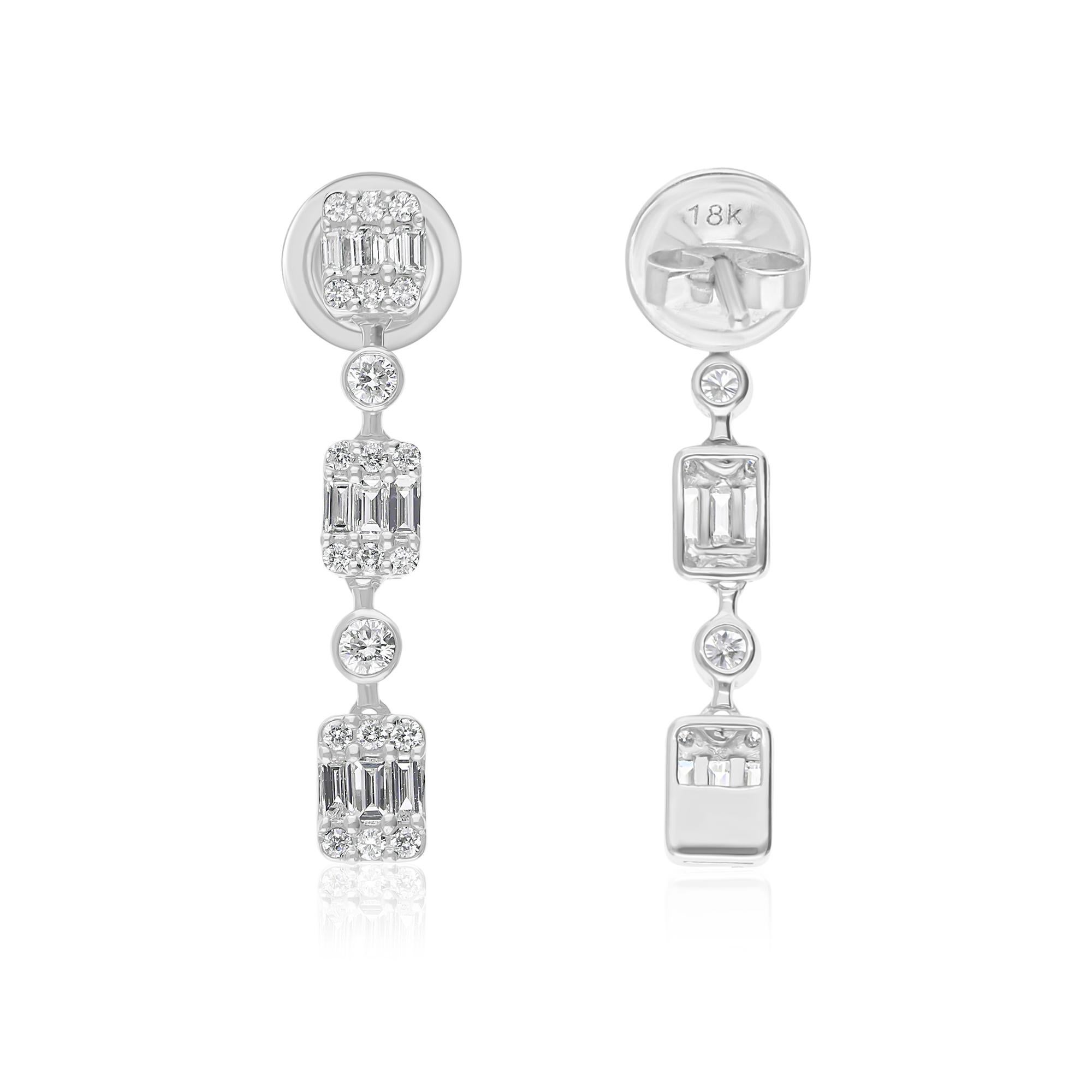 SI/H Diamond Cluster Dangle Drop Earrings Verlobungsgeschenk 18 Karat Weißgold Damen im Angebot