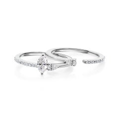 SI/H Diamond Open Pave Band Wedding Ring Set 18k White Gold