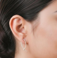 SI/H Diamond Pave Criss Cross Jacket Hoop Earrings 14 Karat Yellow Gold