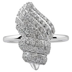 SI/H Diamond Pave Shell Cocktail Ring 18 Karat White Gold