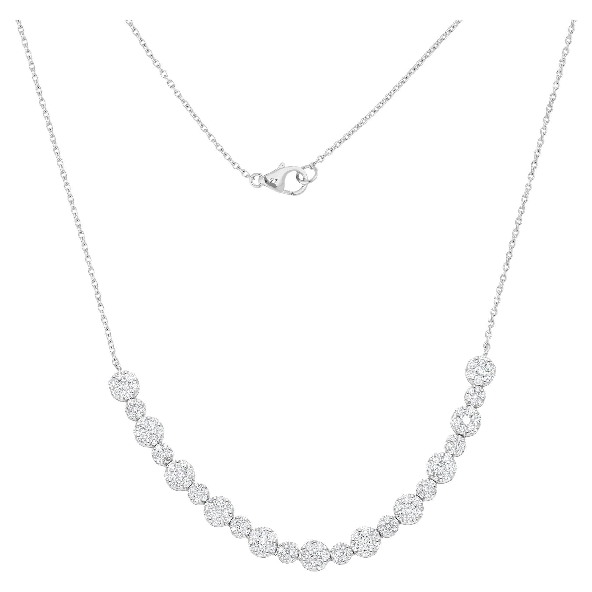 Moderno SI/H Collana a catena con diamanti tondi e brillanti in oro bianco 14k Gioielli fatti a mano in vendita