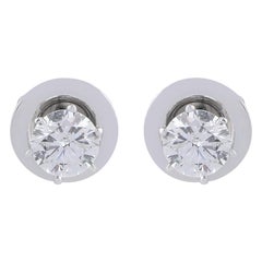 SI/H Diamond Tiny Solitaire Stud Earrings 14 Karat White Gold