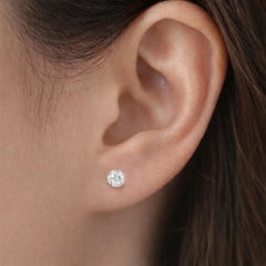 SI/H Diamond Tiny Solitaire Stud Earrings 18 Karat White Gold