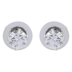 SI/H Diamond Tiny Solitaire Stud Earrings 18 Karat White Gold
