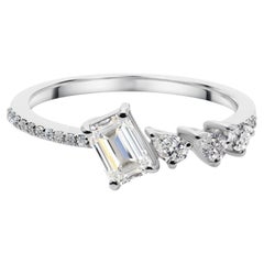 SI/H Smaragdschliff Birne Akzente Diamant Pave Band Ring 14k Weißgold Schmuck
