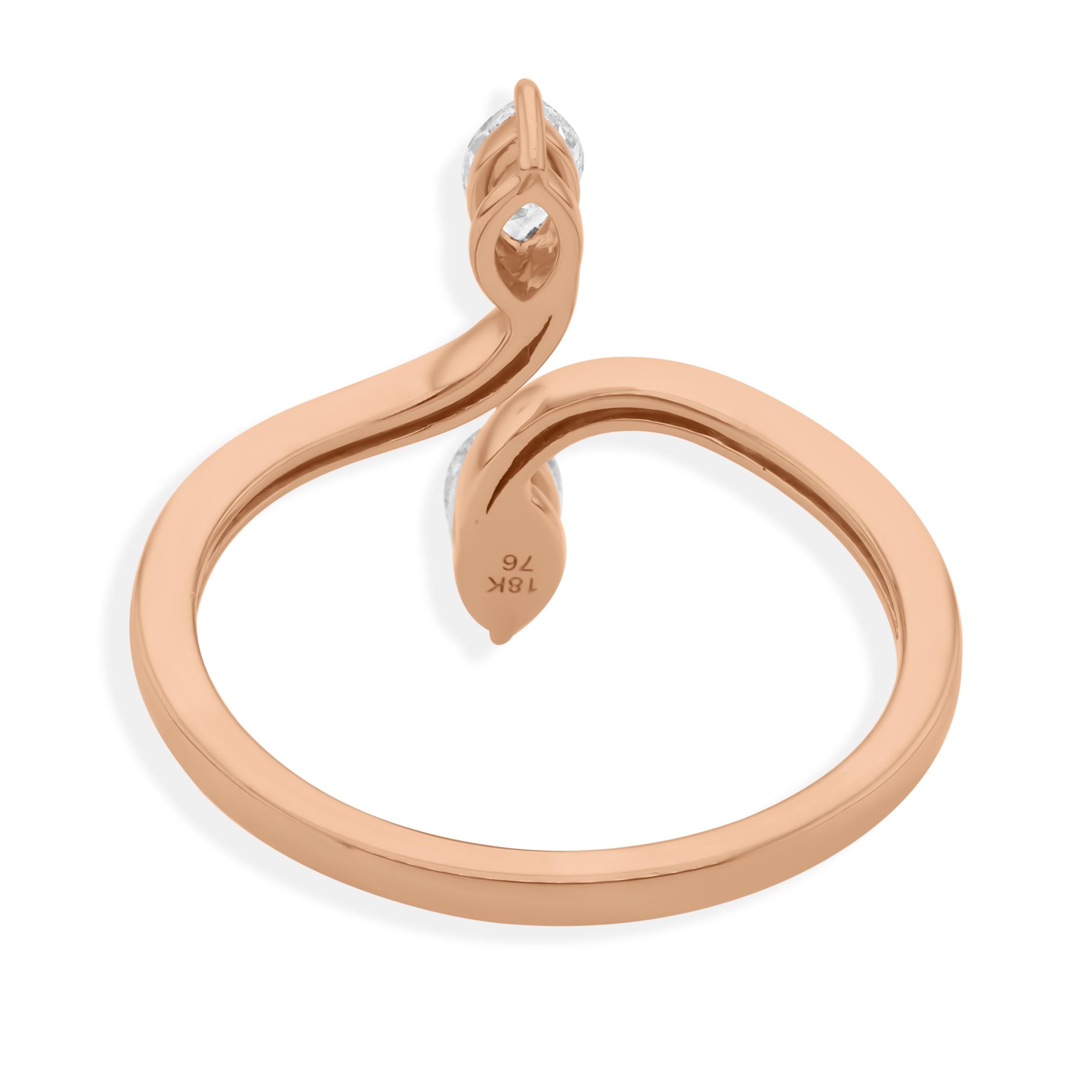 En venta: SI/H Marquise Cut Double Diamond Open Bypass 14k Rose Gold Ring Todos los aranceles pagados  10