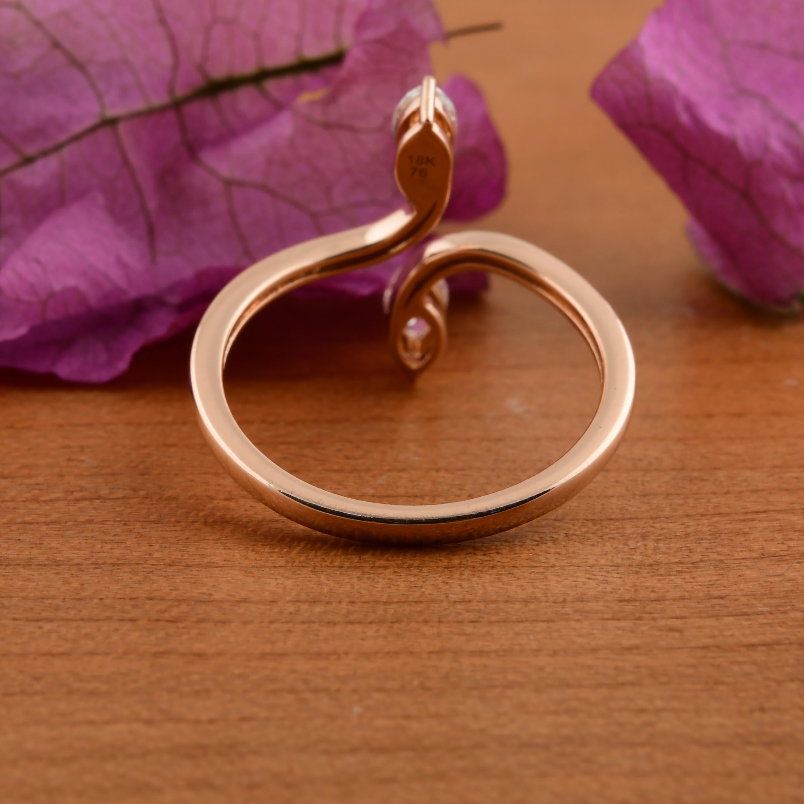 En venta: SI/H Marquise Cut Double Diamond Open Bypass 14k Rose Gold Ring Todos los aranceles pagados  7