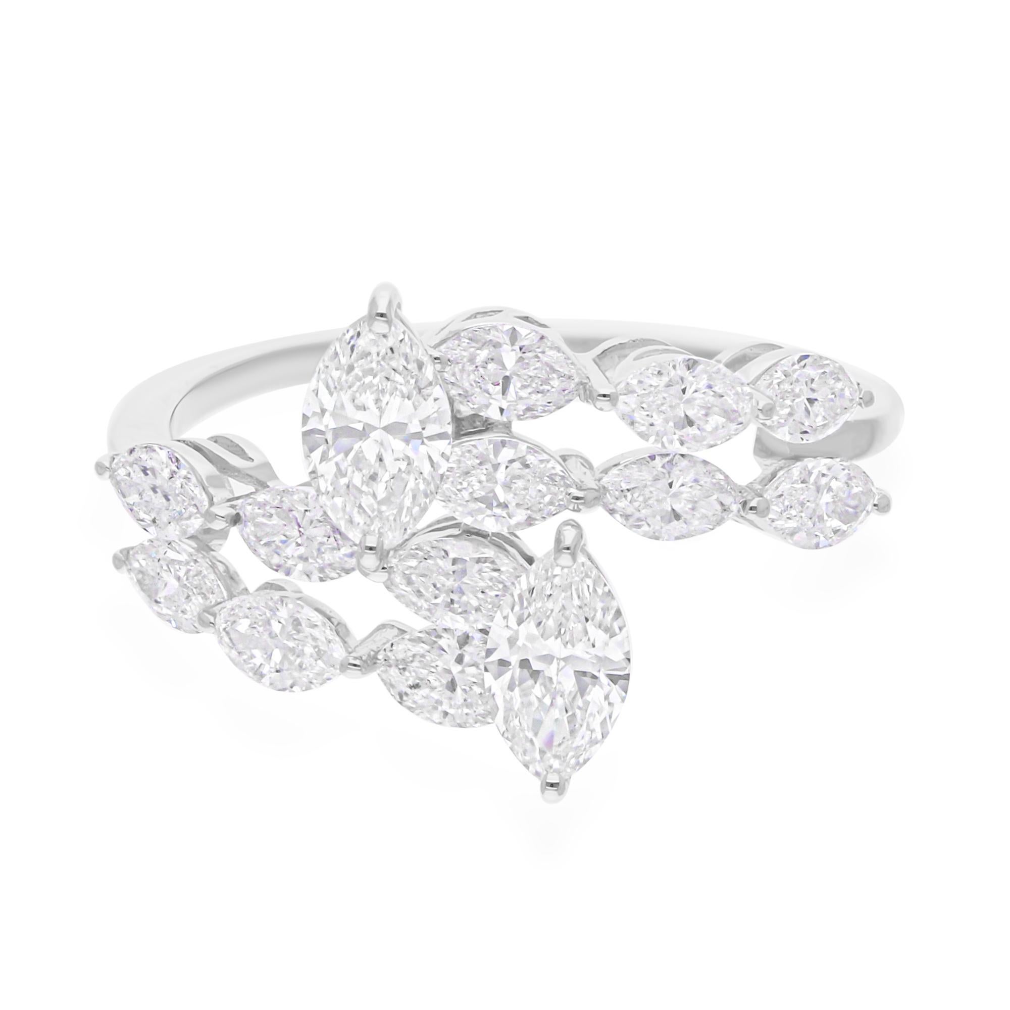 in vendita:  SI/H Marquise Natural Diamond Anello nuziale bypass in oro bianco massiccio 18k per donna 6