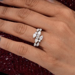 Anello a fascia con diamante naturale SI/H da 1,77 carati in oro bianco 14k certificato