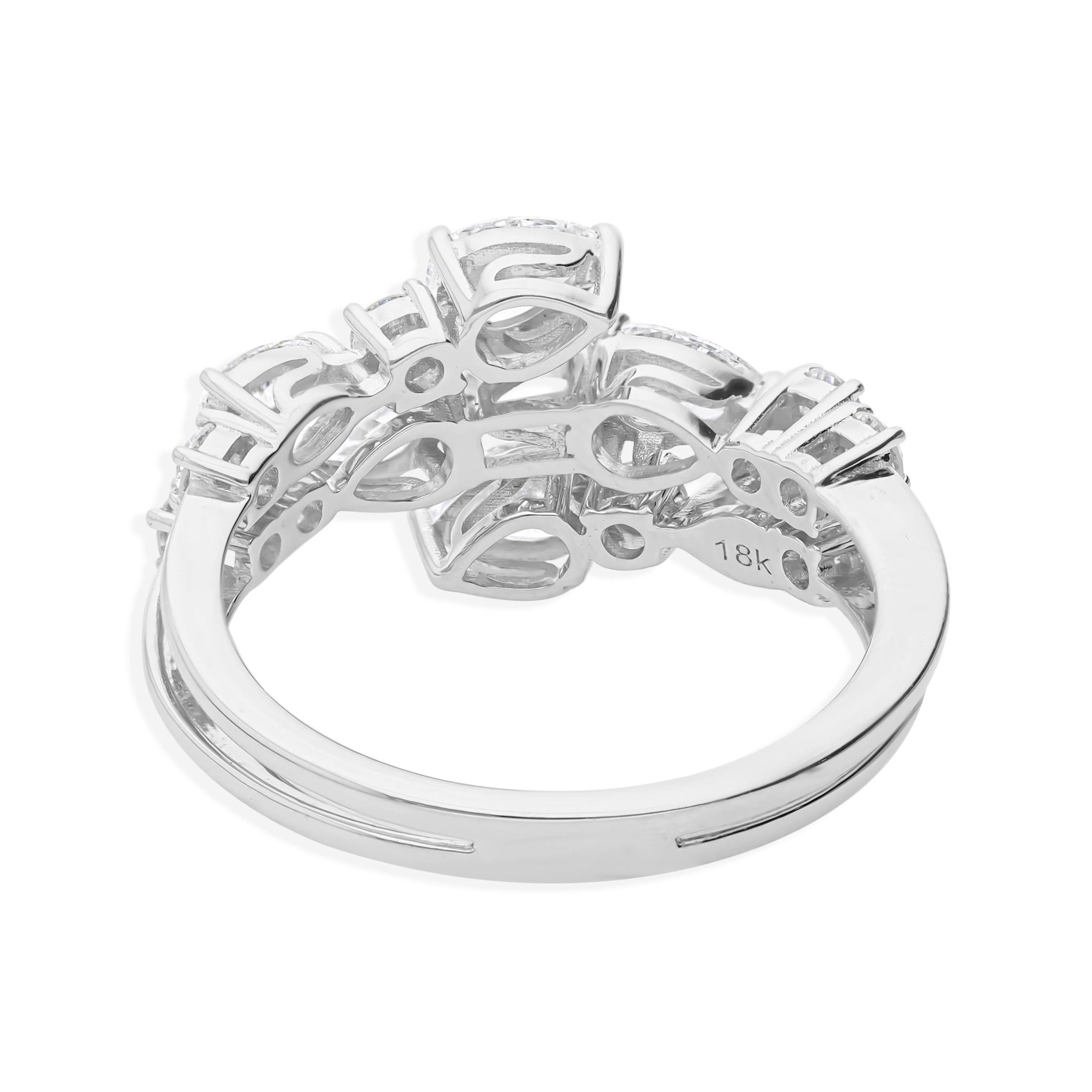 For Sale:  SI/H Natural 1.77 Carat Diamond Wrap Ring 18k White Gold Certified 5