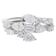 SI/H Natural 1.77 Carat Diamond Wrap Ring 18k White Gold Certified