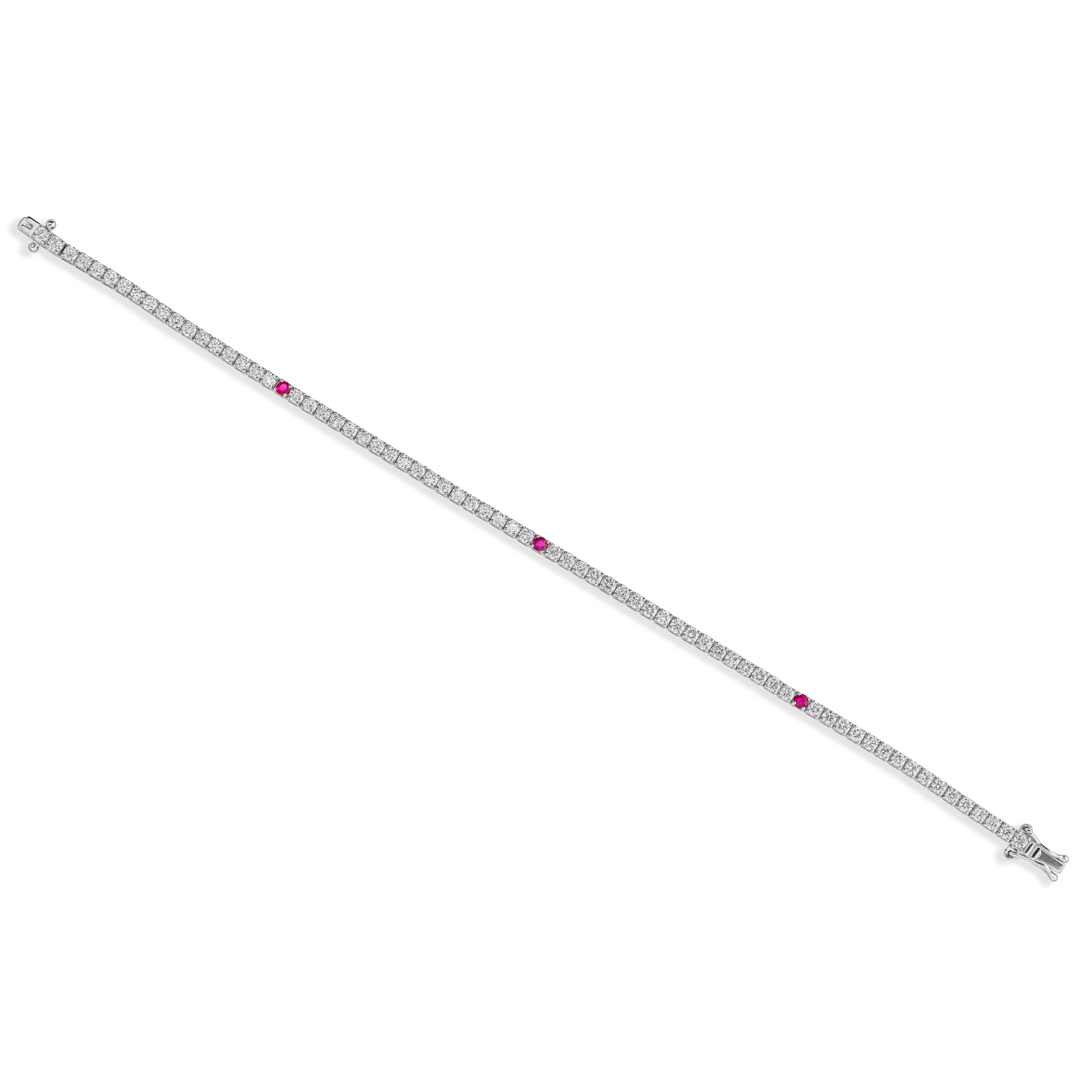 Bracciale tennis impilabile SI/H Natural 2.80 CTW Diamond Ruby 14k White Gold In condizioni Nuovo in vendita a Diera, Dubai