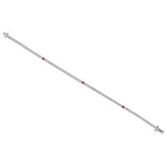 SI/H Natural 2.80 CTW Diamante Rubí Pulsera de Tenis Apilable Oro Blanco 14k