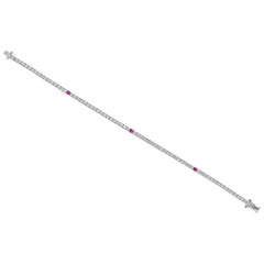 H/H Natural 2.80 CTW Diamond Ruby Stackable Tennis Bracelet 18k White Gold