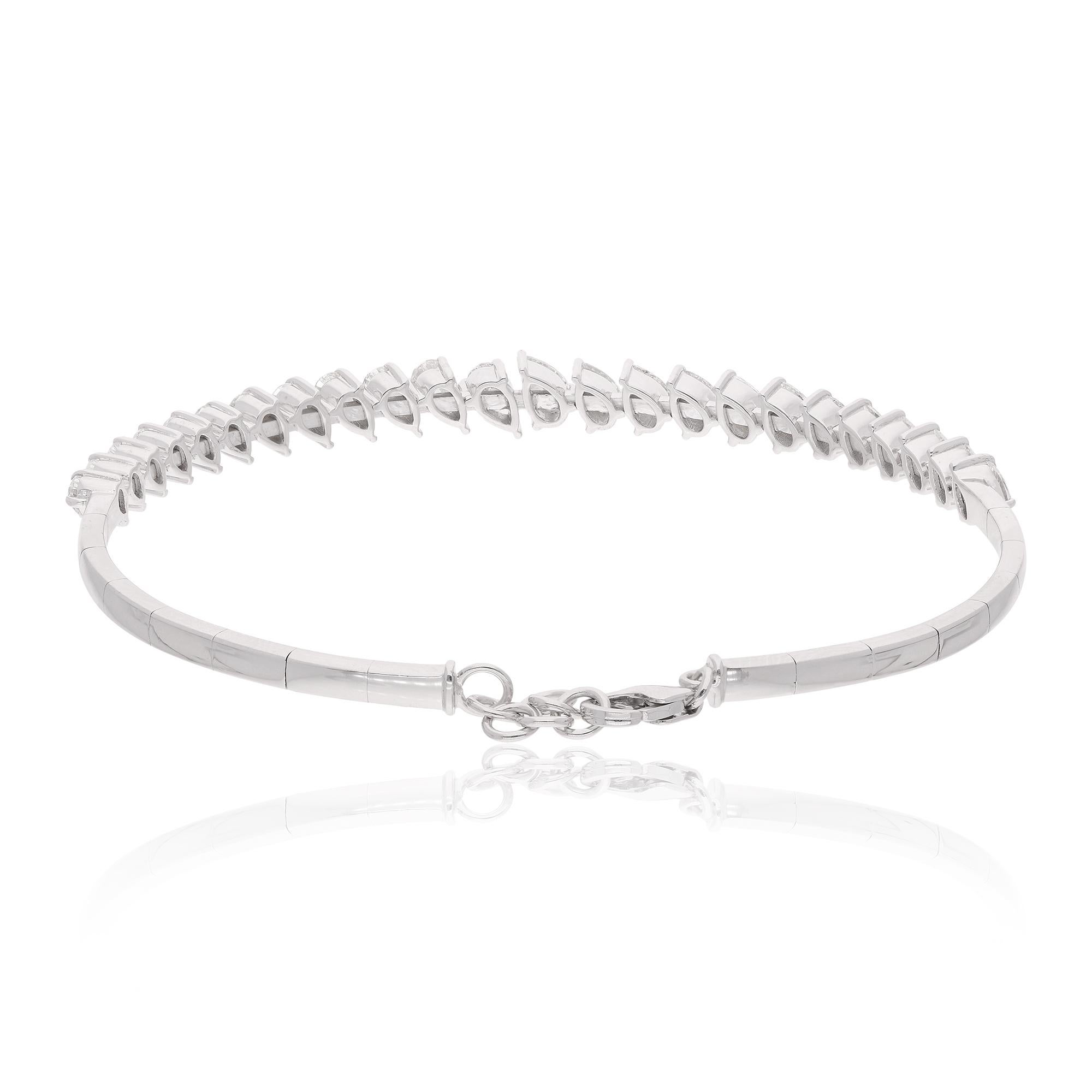 SI/H Pulsera de diamantes naturales en forma de pera de 3 quilates Oro blanco de 14 quilates Joyería fina Moderno en venta