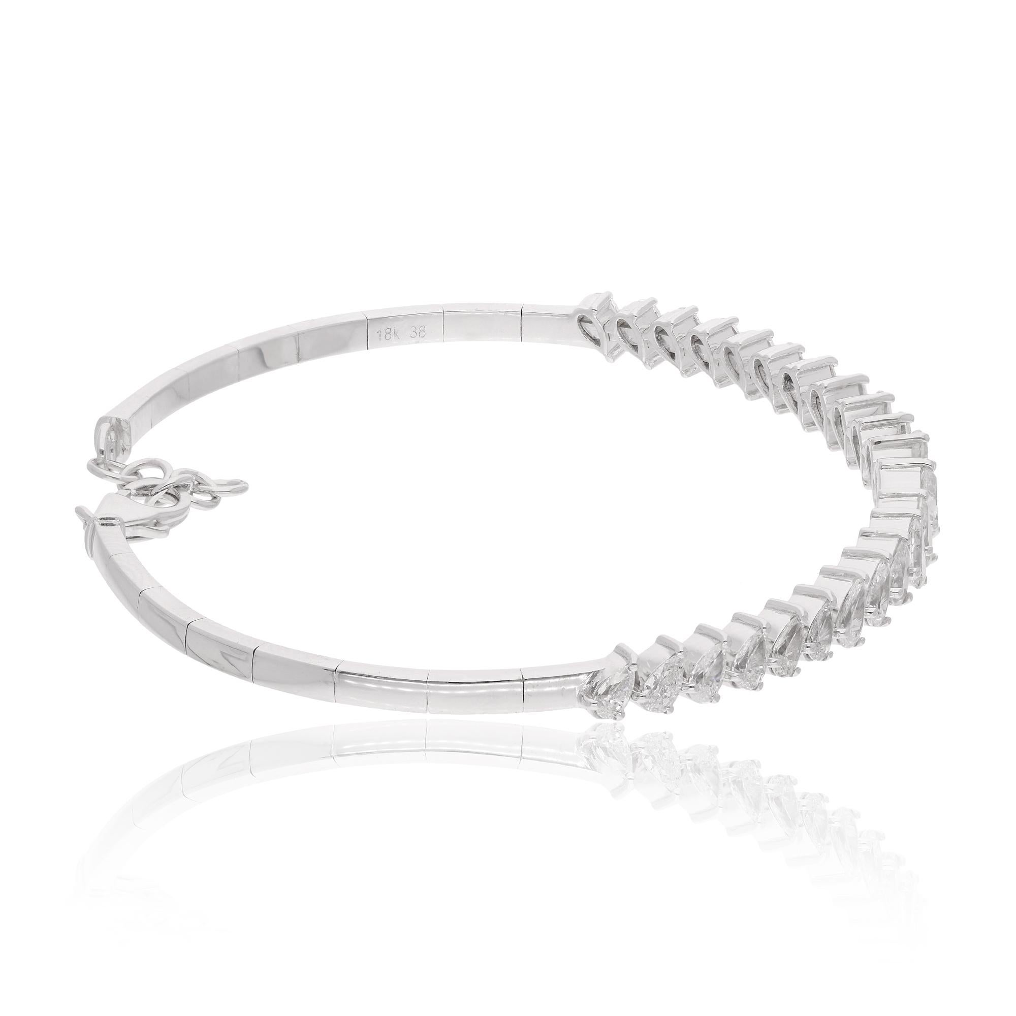 SI/H Pulsera de diamantes naturales en forma de pera de 3 quilates Oro blanco de 14 quilates Joyería fina en Nuevo estado para la venta en Diera, Dubai