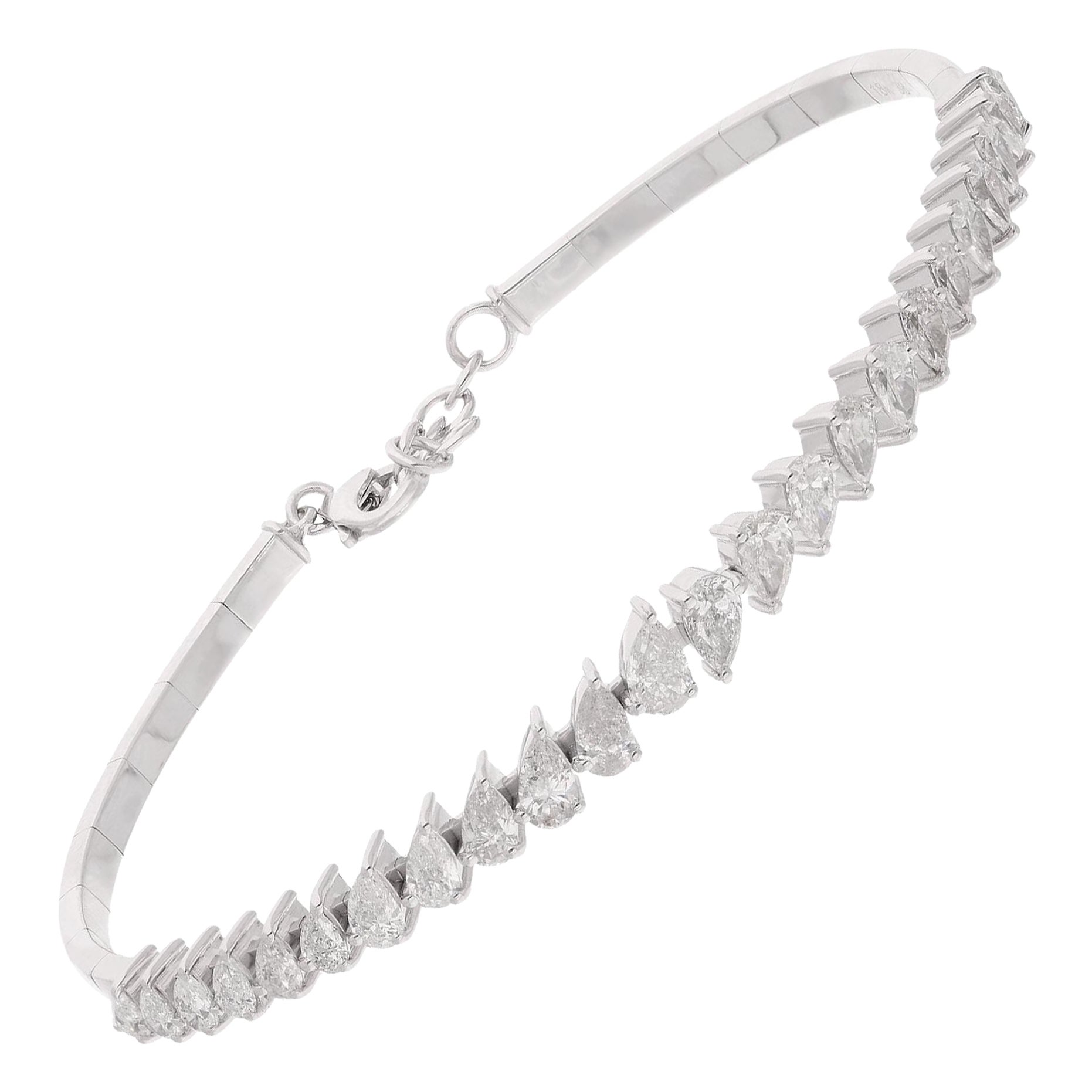 SI/H Natural 3Carat Pear Shape Diamond Bracelet 14K White Gold Fine Jewelry (Bracelet de diamants naturels en forme de poire)