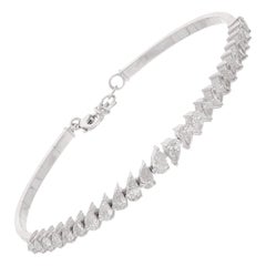SI/H Pulsera de diamantes naturales en forma de pera de 3 quilates Oro blanco de 14 quilates Joyería fina
