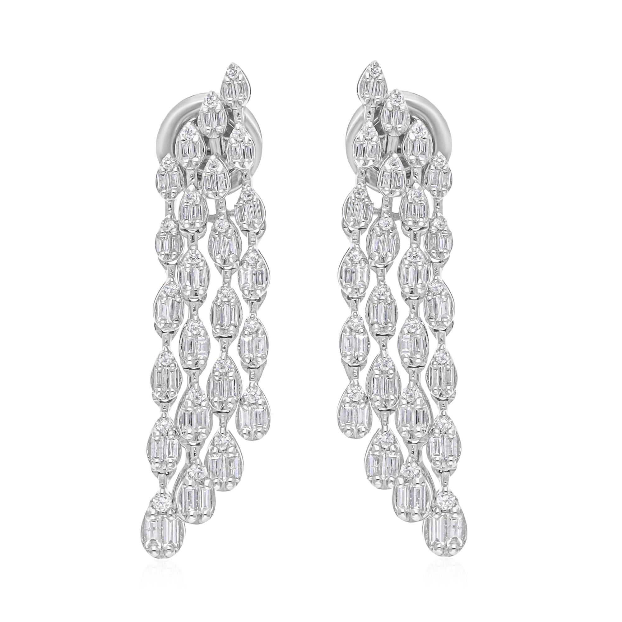 SI/H Orecchini a goccia con diamanti naturali a grappolo in oro bianco 14k Tutte le tariffe sono pagate in vendita 1