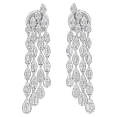 SI/H Orecchini a goccia con diamanti naturali a grappolo in oro bianco 14k Tutte le tariffe sono pagate