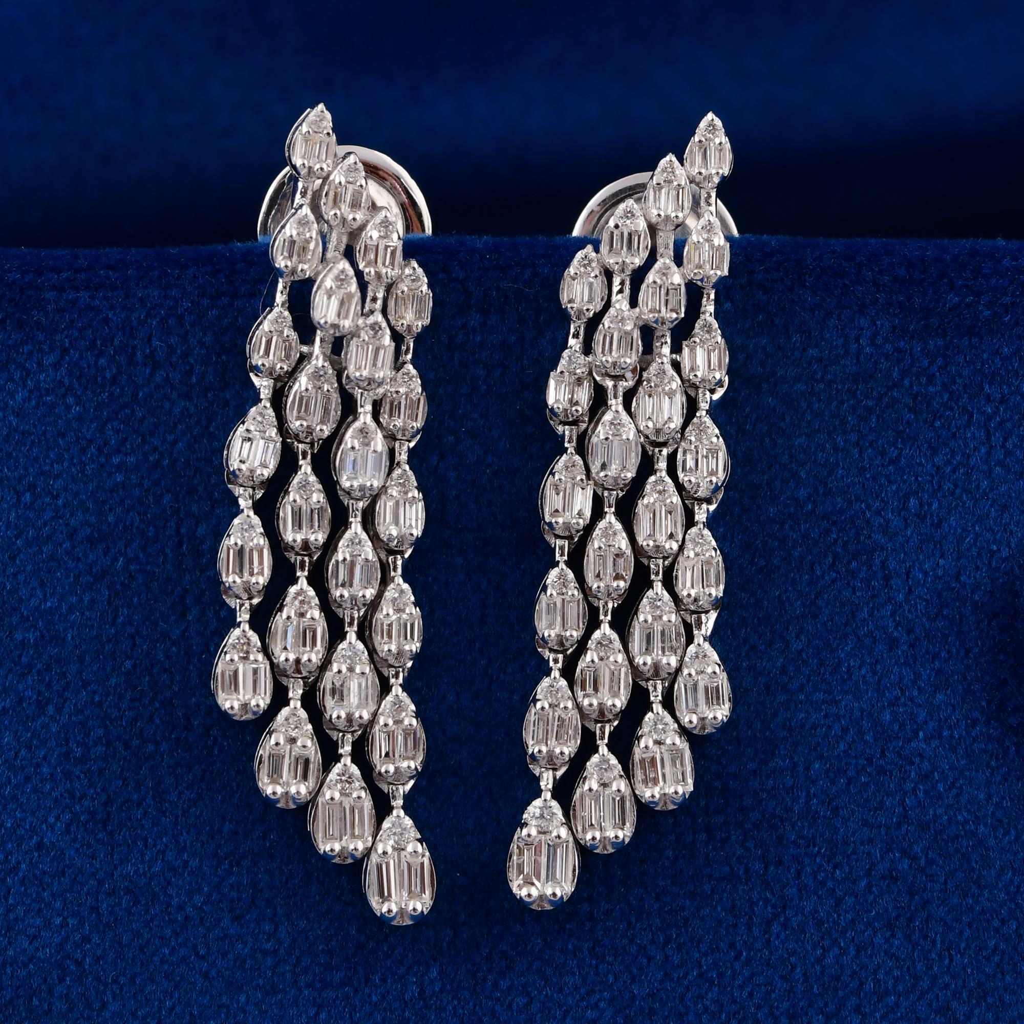 Donna Orecchini pendenti con diamanti naturali SI/H in oro bianco 18 carati Tutte le tariffe sono pagate in vendita