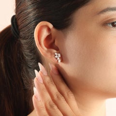 SI/H Natural Diamond Cluster Stud Earrings 18 Karat White Gold