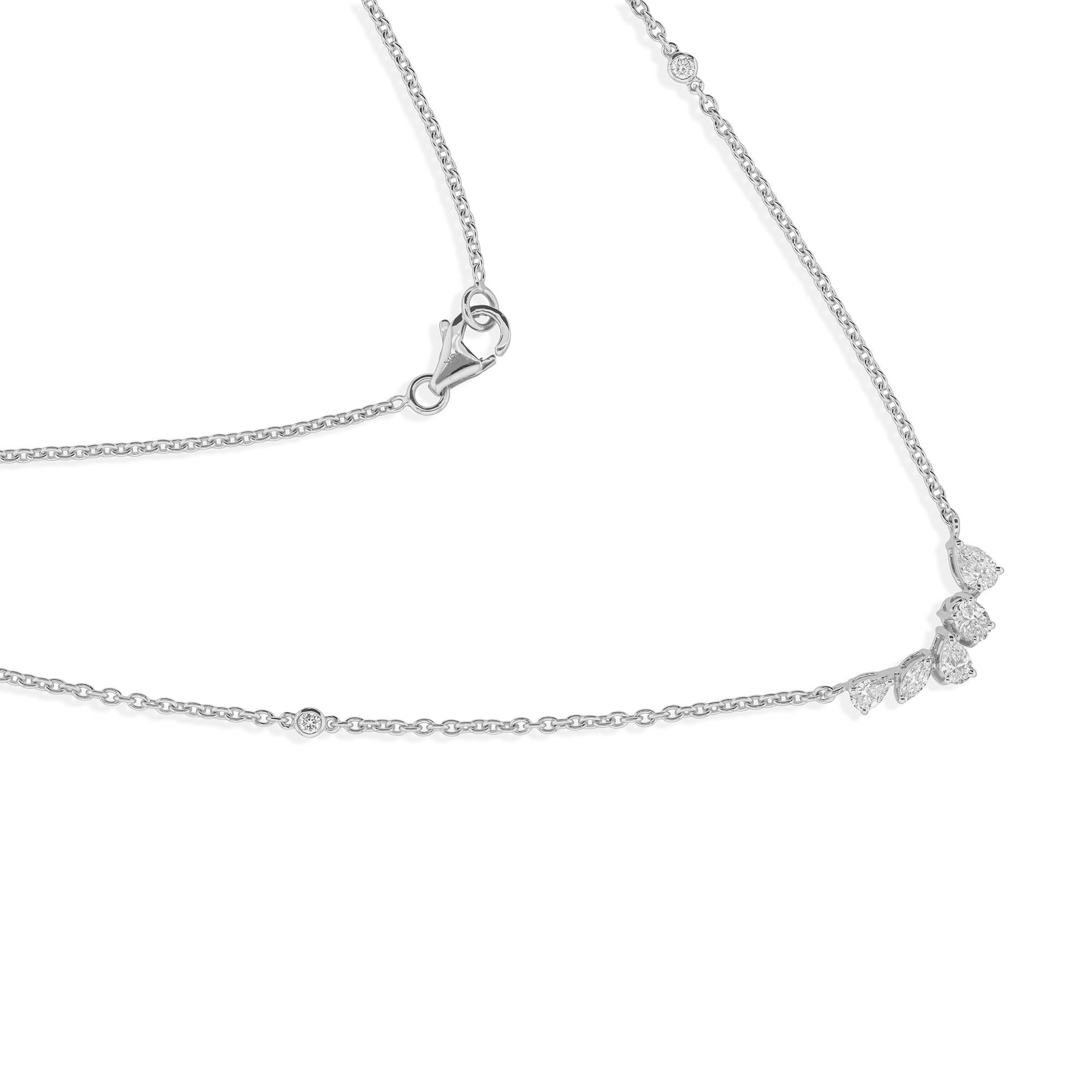 SI/H Naturdiamant Zarte Kette Halskette 18k Weißgold Zierlicher Schmuck im Zustand „Neu“ im Angebot in Diera, Dubai