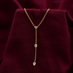 SI/H Collana a catena con diamanti naturali a forma di Lariat a Y in oro giallo 14 carati