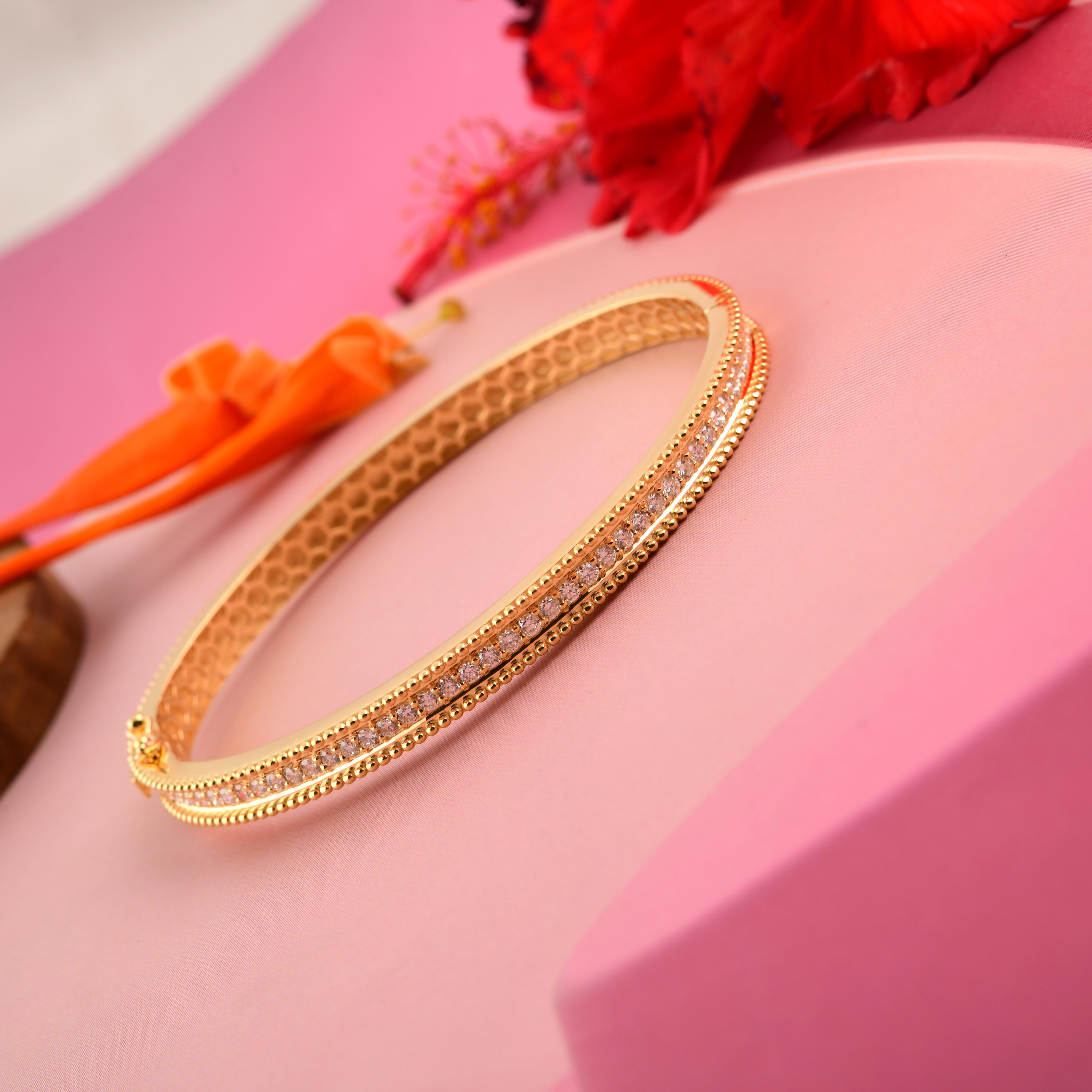 SI/H Bracciale con linea di diamanti naturali in oro giallo 14K Bracciale con perline per donne in vendita 3