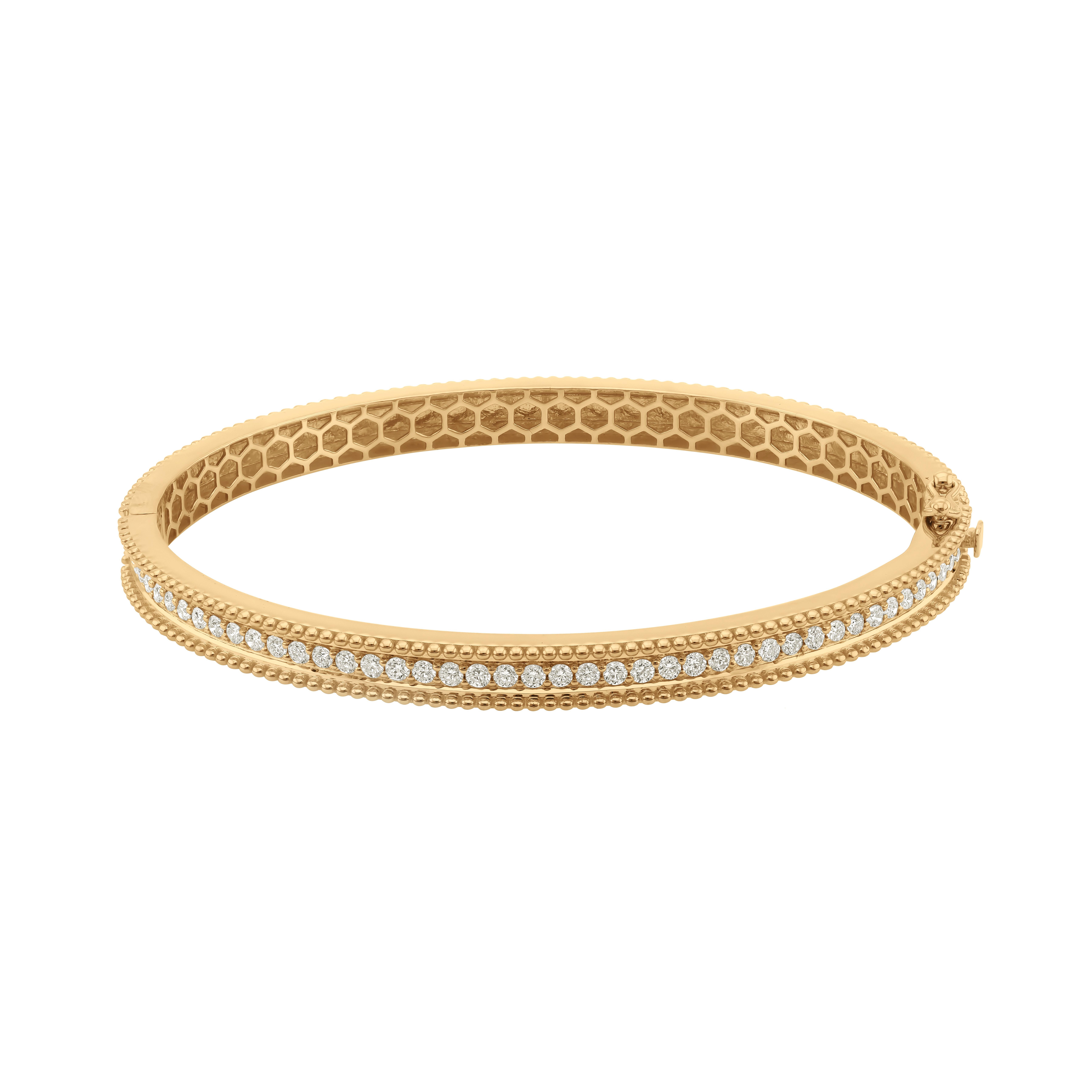 SI/H Bracciale con linea di diamanti naturali in oro giallo 14K Bracciale con perline per donne in vendita