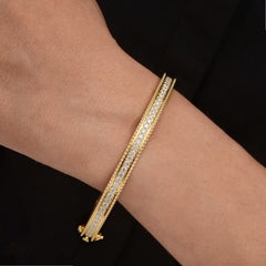 SI/H Brazalete de línea de diamantes naturales Brazalete de cuentas de oro amarillo de 18 quilates para mujer