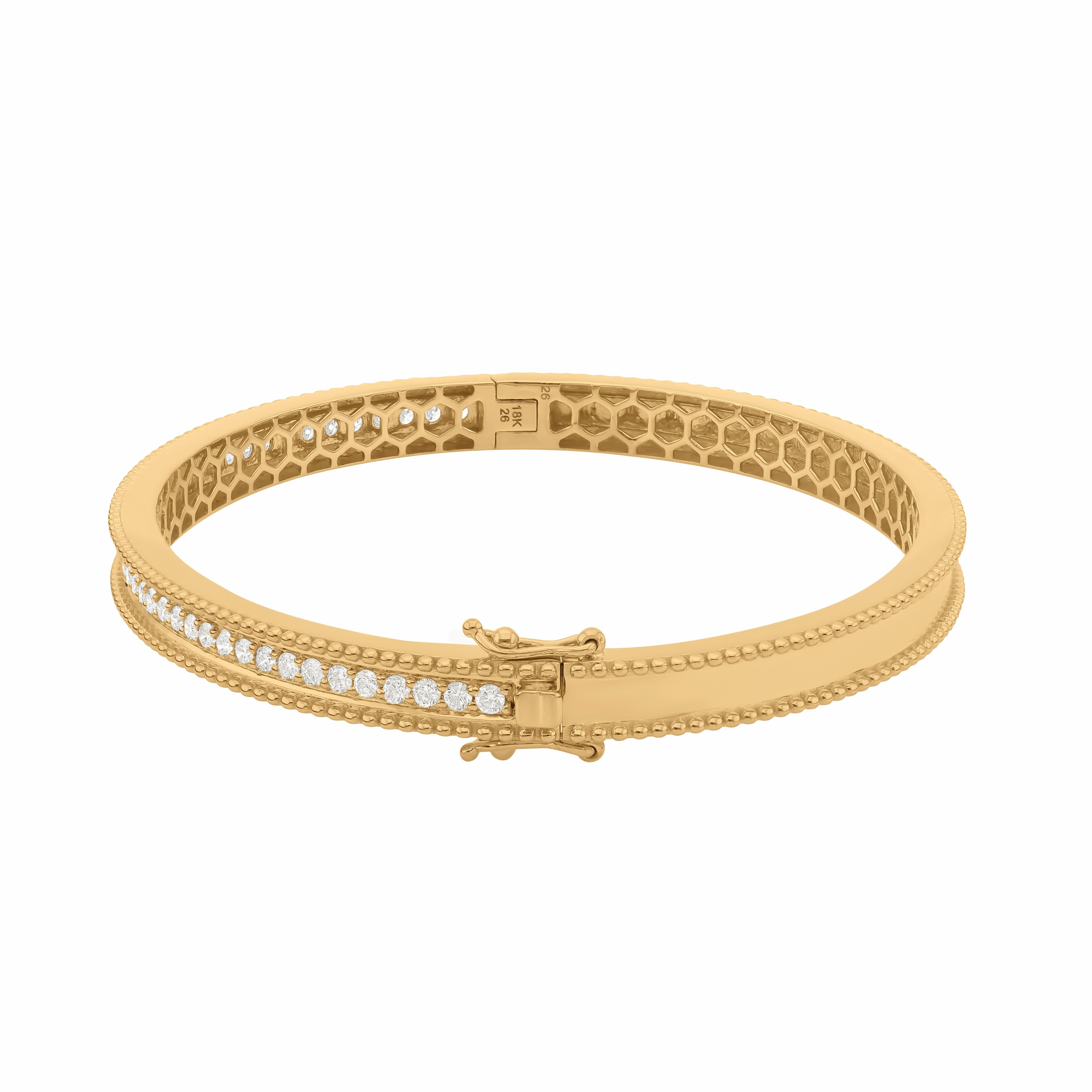 Donna SI/H Bracciale con linea di diamanti naturali in oro giallo 18K Bracciale con perline per donna in vendita