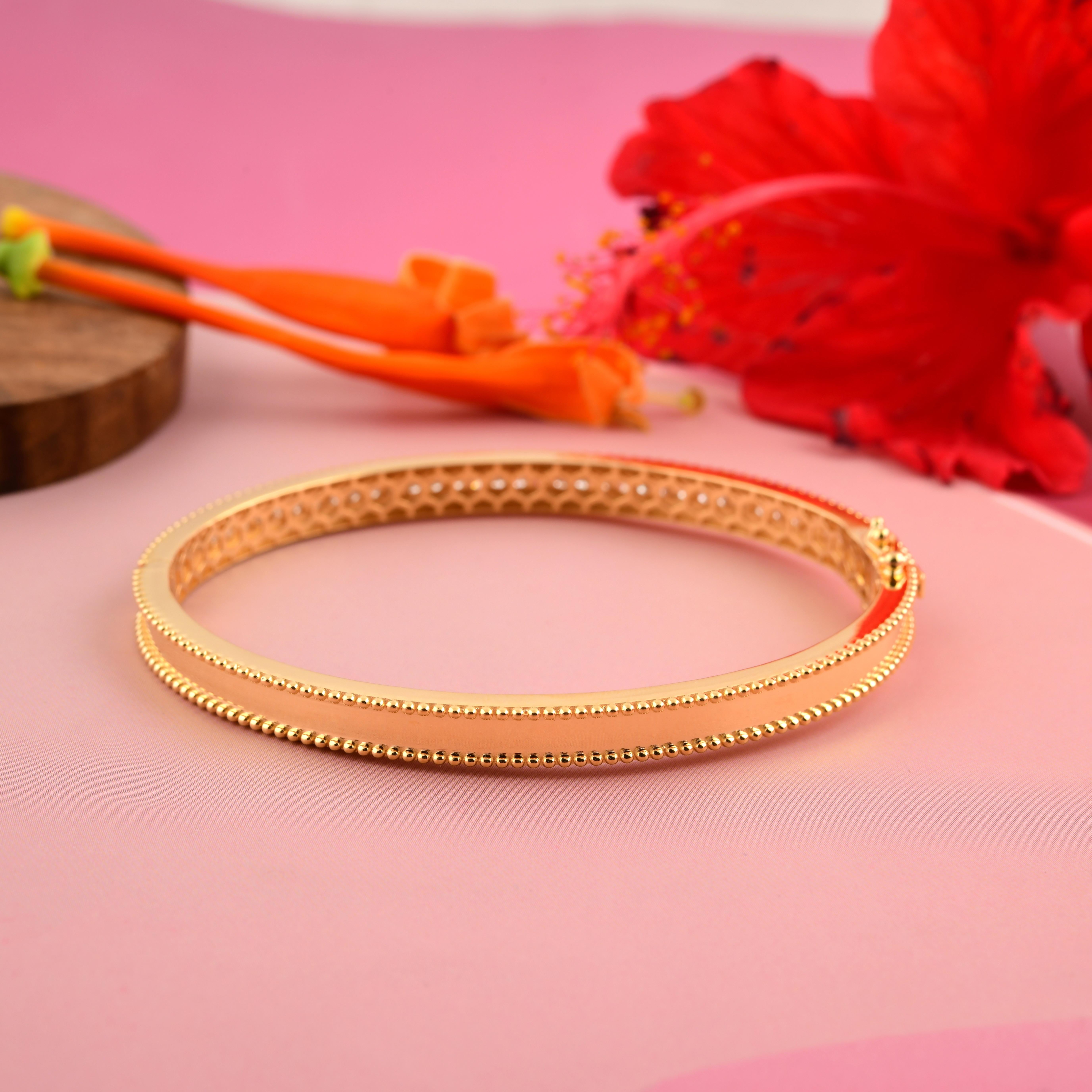 SI/H Bracciale con linea di diamanti naturali in oro giallo 18K Bracciale con perline per donna in vendita 2
