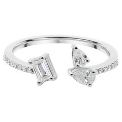 SI/H Natural Diamonds Open Bypass Ring 14K White Gold