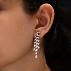 SI/H Pera Pendientes Colgantes de Diamantes Graduados de 4,43 ct Oro Blanco de 14 Quilates