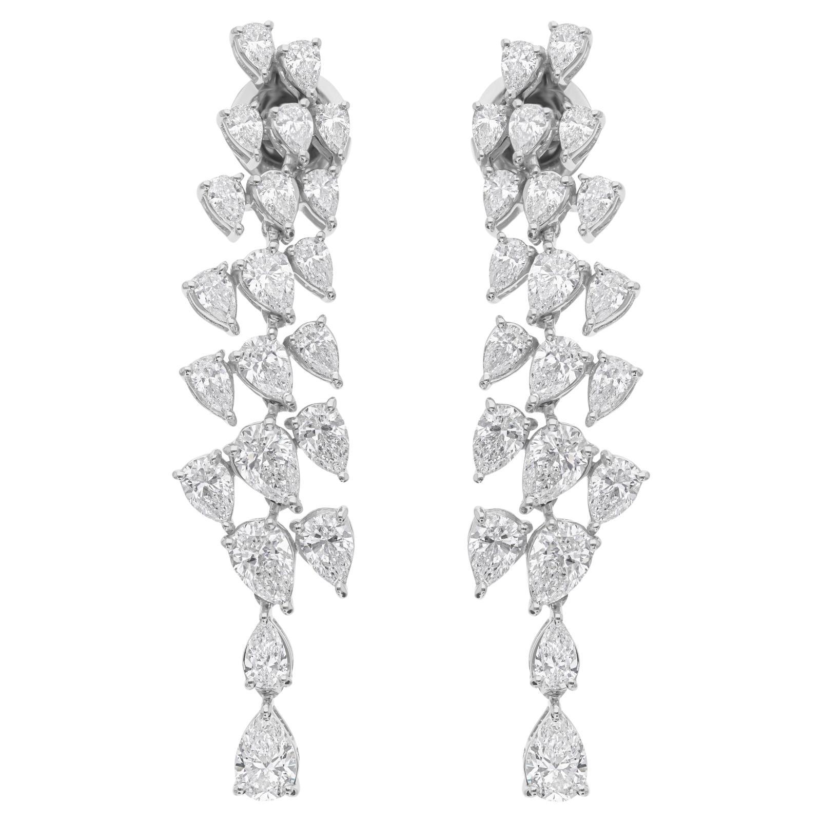 Orecchini a goccia con diamante graduato SI/H Pear 4,43ct in oro bianco 18 carati