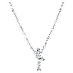SI/H Pendentif grappe de diamants taillés en poire Or blanc 14K