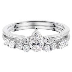 SI/H Pear Cut Diamond Engagement Band Ring 18K White Gold
