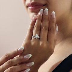 SI/H Birnenschliff Diamant Solitär und Ehering Set 14k Weißgold