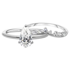 1.2 Ct. SI/H Pear Cut Diamond Solitaire and Wedding Band Ring Set 18k White Gold