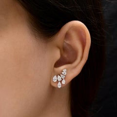 Boucles d'oreilles en or blanc 18 carats avec diamant poire SI/H Fine Jewelry