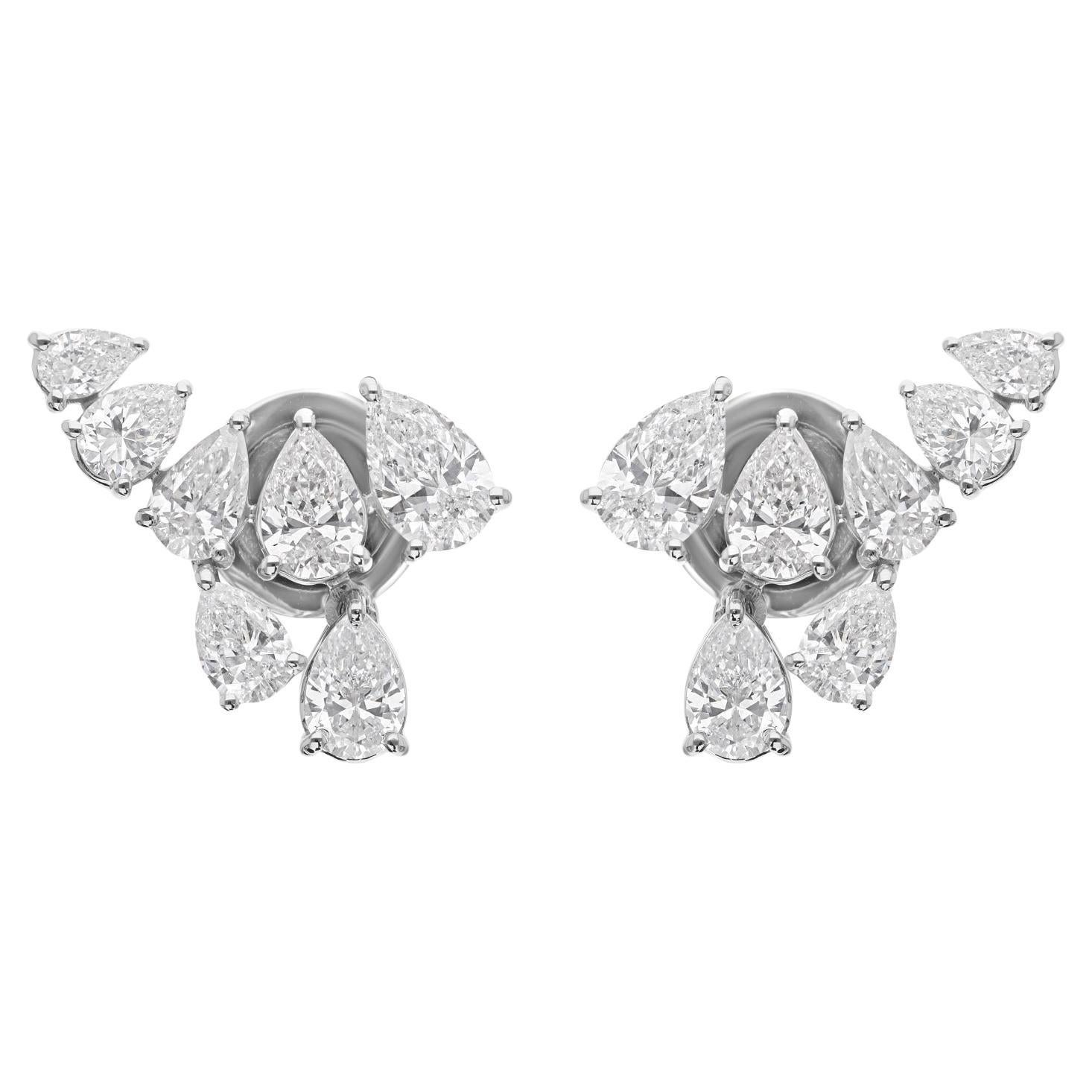 Orecchini con diamanti a grappolo SI/H Pear in oro bianco 18 carati Gioielli di pregio