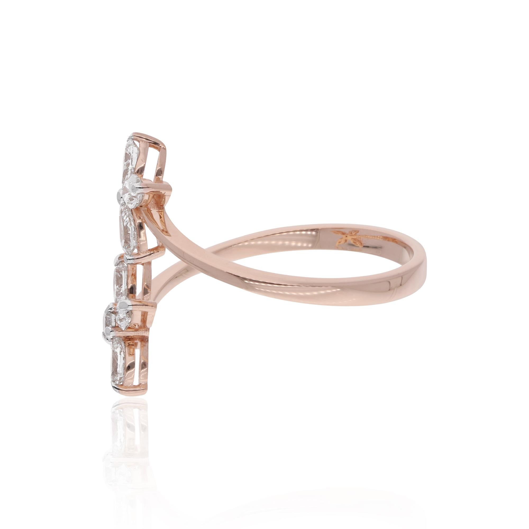 En vente :  SI/H Pear Diamond Flower Open Bypass Ring 14 Karat Rose Gold Fine Jewelry (bague de contournement ouverte en forme de poire et de diamant) 5