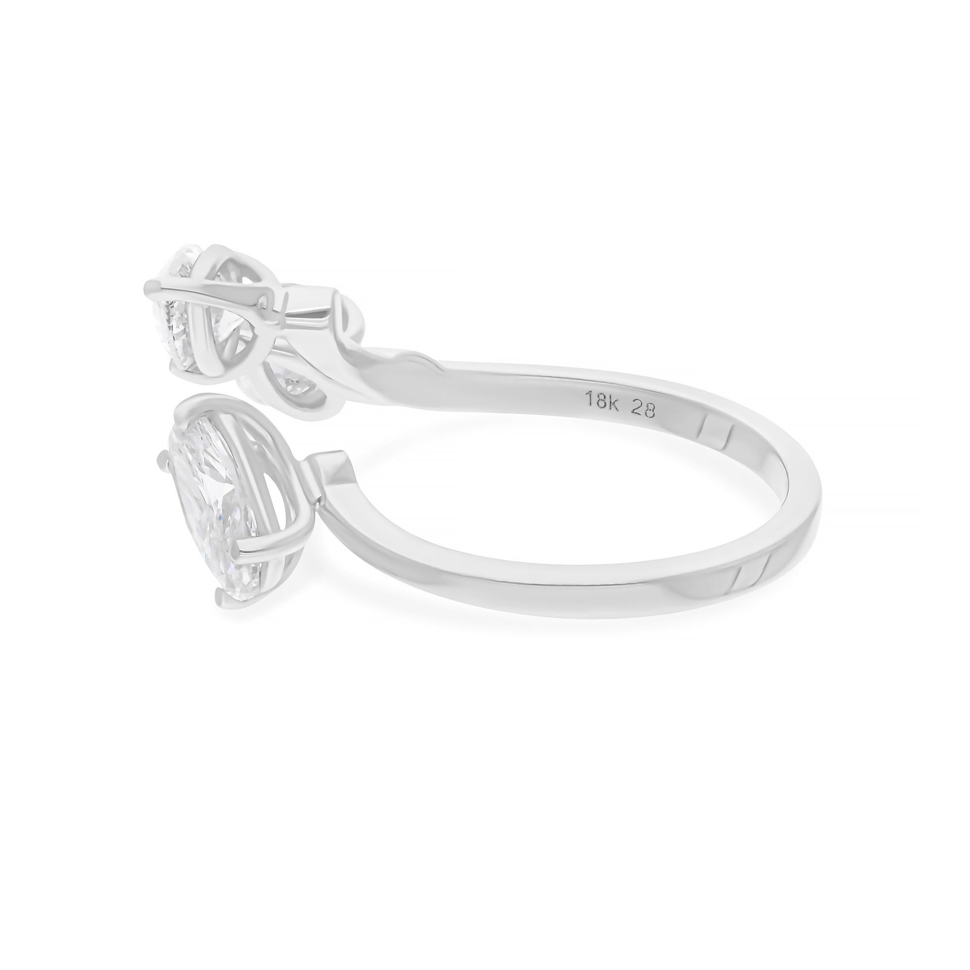 SI/H Pear Oval Brilliante Cut Diamond Cuff Ring Oro bianco 18 carati Gioielli di pregio In condizioni Nuovo in vendita a Diera, Dubai