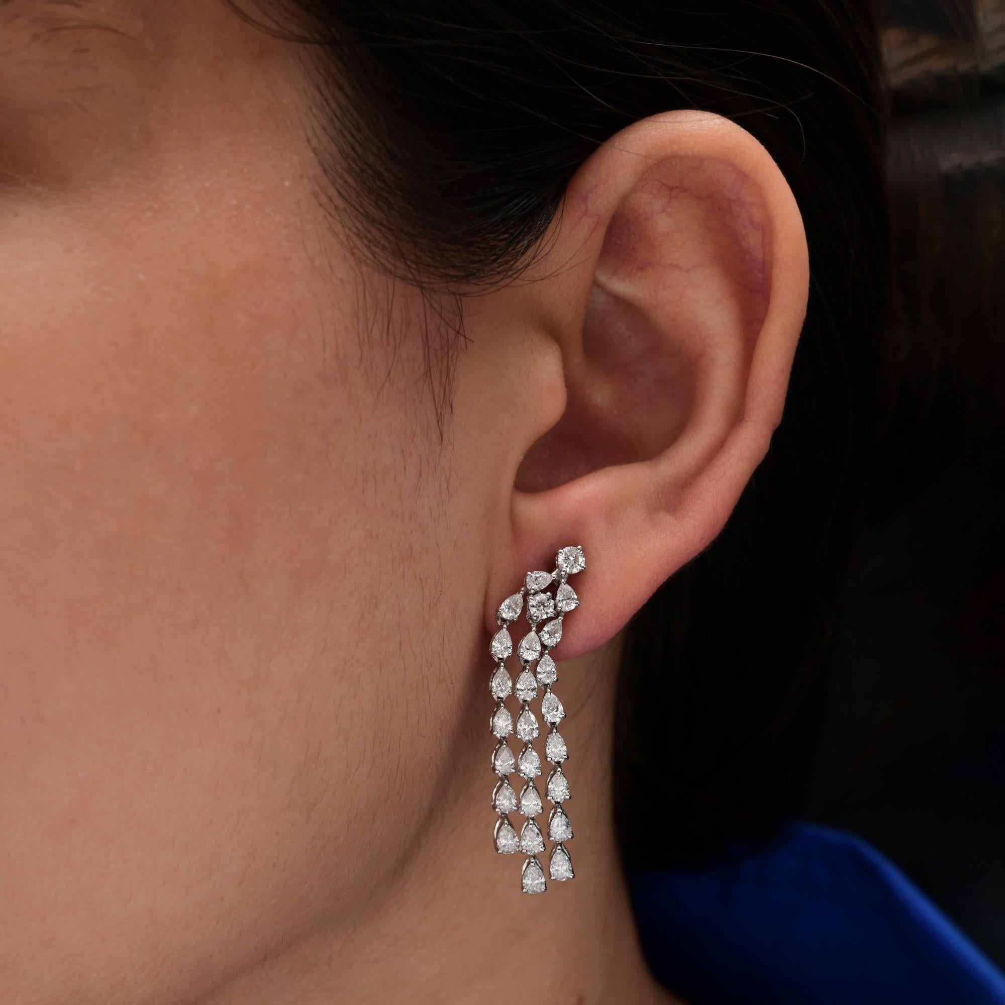 Cast from 18-karat gold, these exquisite earrings are handset with 3.21 carats of sparkling diamonds. Diamond is a April birthstone and is believed to boost confidence and enhance creativity. A wonderful gift for Mom, Grandma, your wife, or