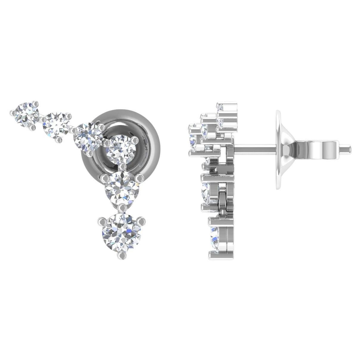 Moderne Boucles d'oreilles en or blanc 14k avec diamants ronds de taille brillante SI/H en vente