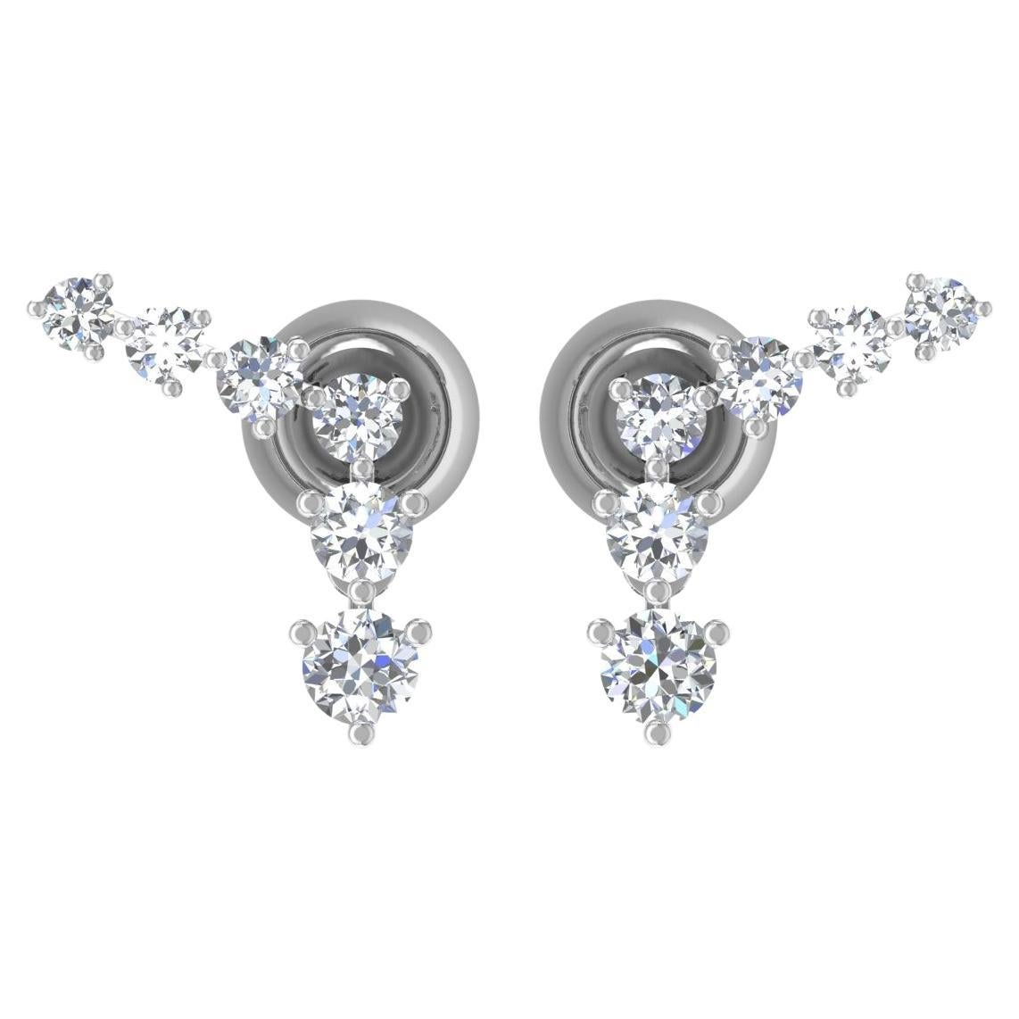Boucles d'oreilles en or blanc 18 carats, diamants ronds et taille brillante SI/H Neuf - En vente à Diera, Dubai
